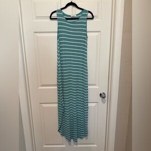 Zenana Outfitters Teal and White Striped Maxi Dress